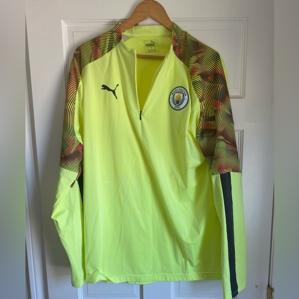PUMA MEN'S MANCHESTER CITY 19/20 1/4 ZIP FIZZY YELLOW/ASPHALT SZ XL